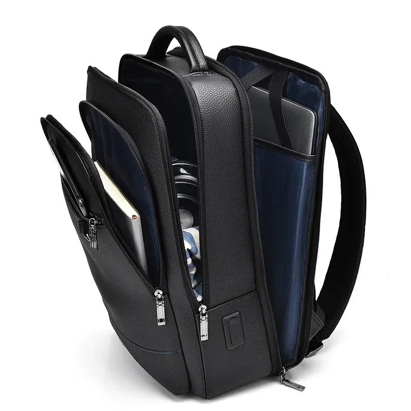 Men's Fashion PU Leather Business Laptop Travel Backpack 602