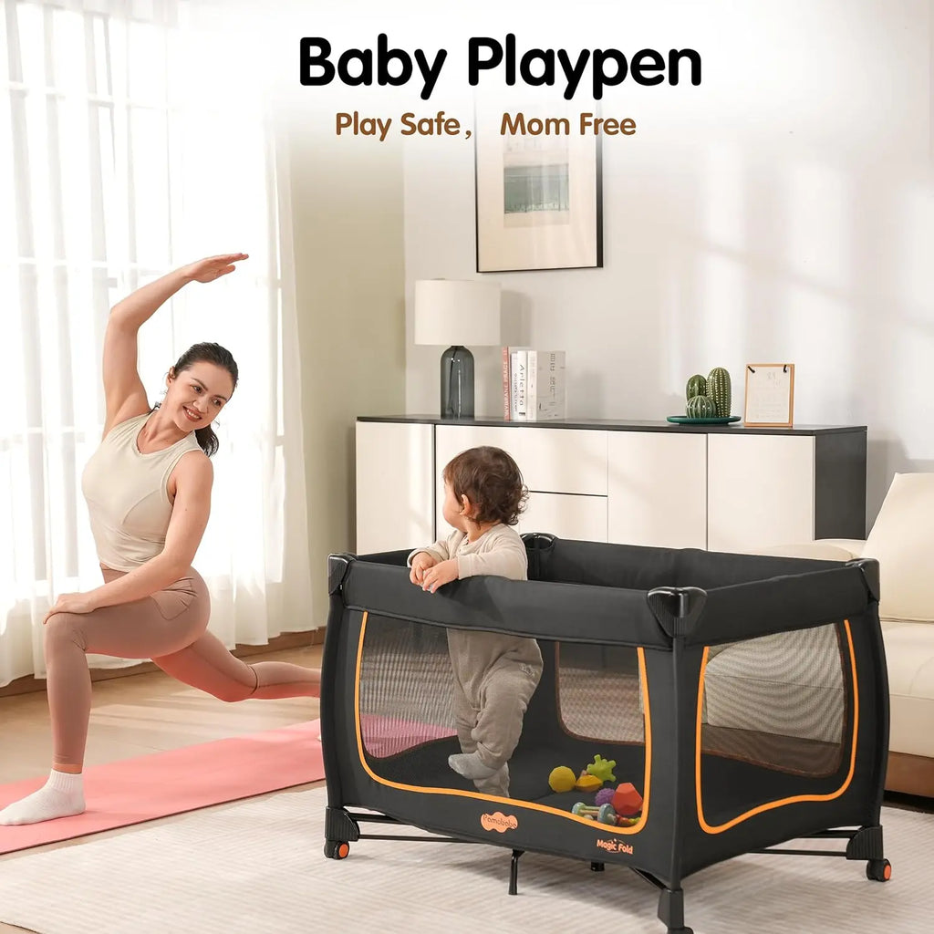 6 in 1 Baby Pack and Play Travel Crib with Bassinet