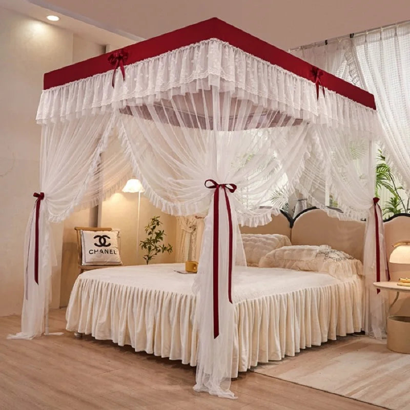Princess Palace Style Blackout Mosquito Net Bed Canopy with Triple Doors