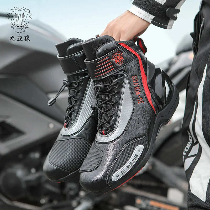 Unisex Leather Anti-Slip Urban Motocross Racing Boots D98