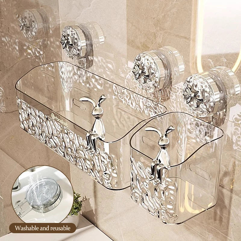 Wall Mounted Water Ripple Suction Shower Storage Basket Rack SSW045