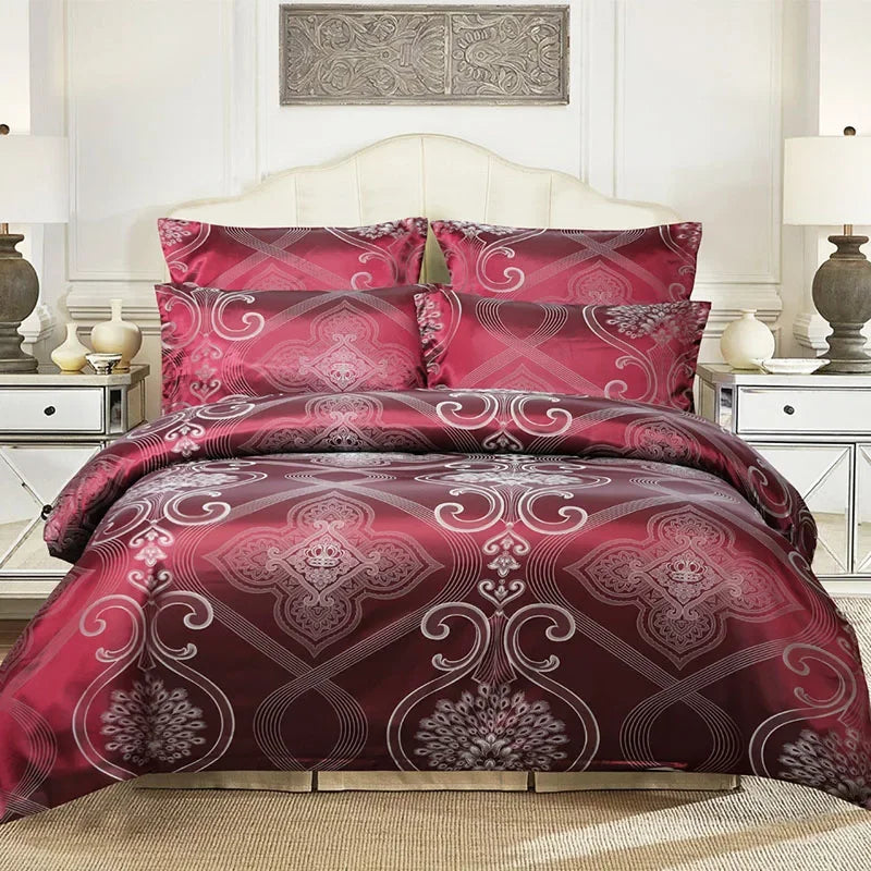 European Satin Jacquard Duvet Cover and Smooth Bedding Set