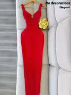 Women's Elegant Sleeveless Metal Ring Slit Maxi Dress