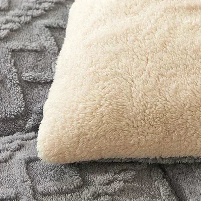 Thick Warm Faux Lambswool Blanket and Soft Plush Duvet Quilt