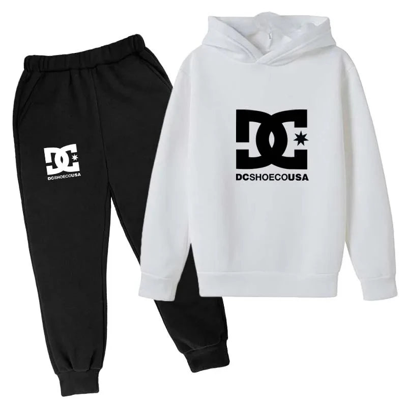 Kids' Casual Simple Print Hoodie Pants Two-Piece Set