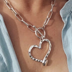Women's Fashion Punk Big Love Heart Pendant Choker Necklace