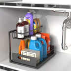 2-Tier Metal Slide Out Cabinet Organizer and Storage Basket