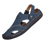 Abfuber Men's Casual Leather Sandals Breathable Hollow Out Shoes