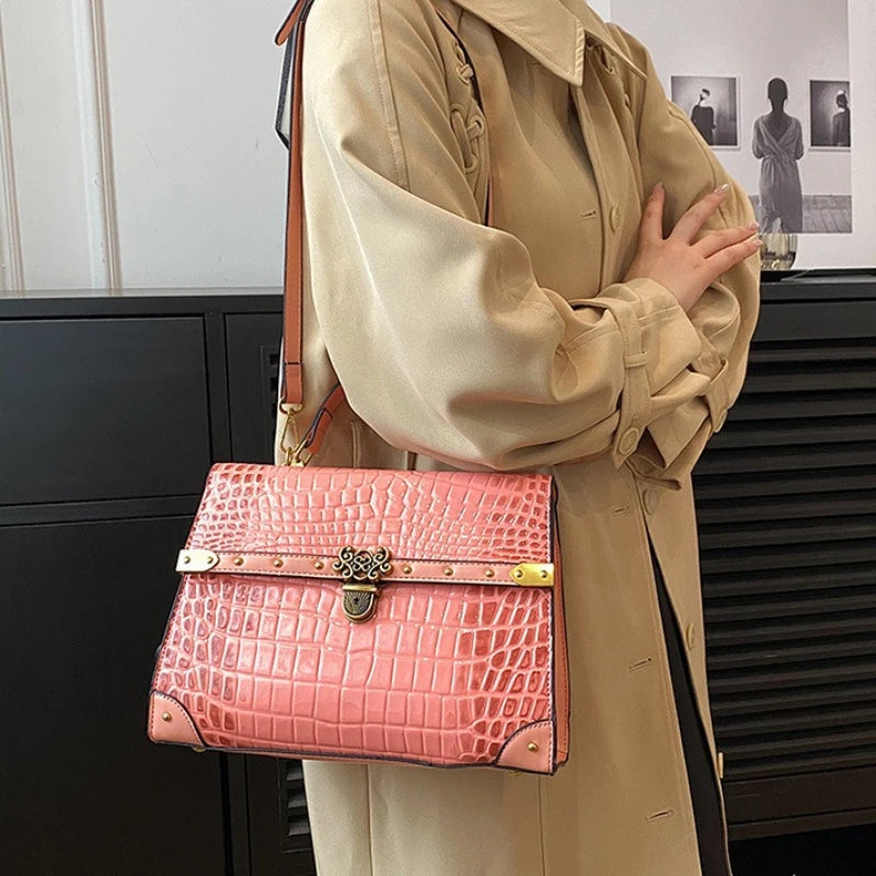Women's Solid PU Leather Shoulder Crossbody Bag