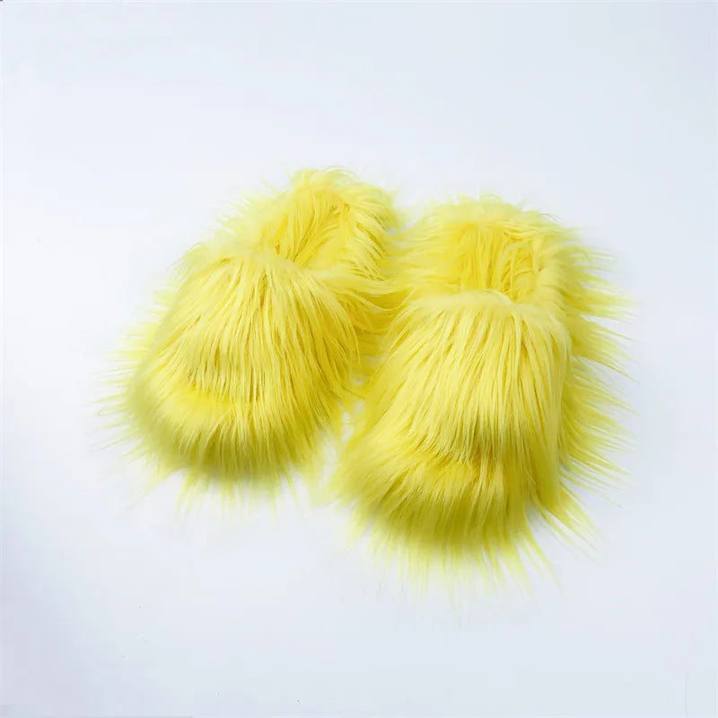 Women's Faux Fur Plush Warm Flat Slippers