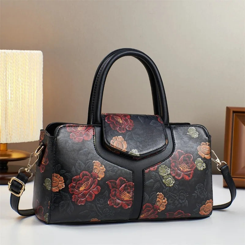 Women's Large Capacity PU Leather Boston Shoulder Crossbody Bag