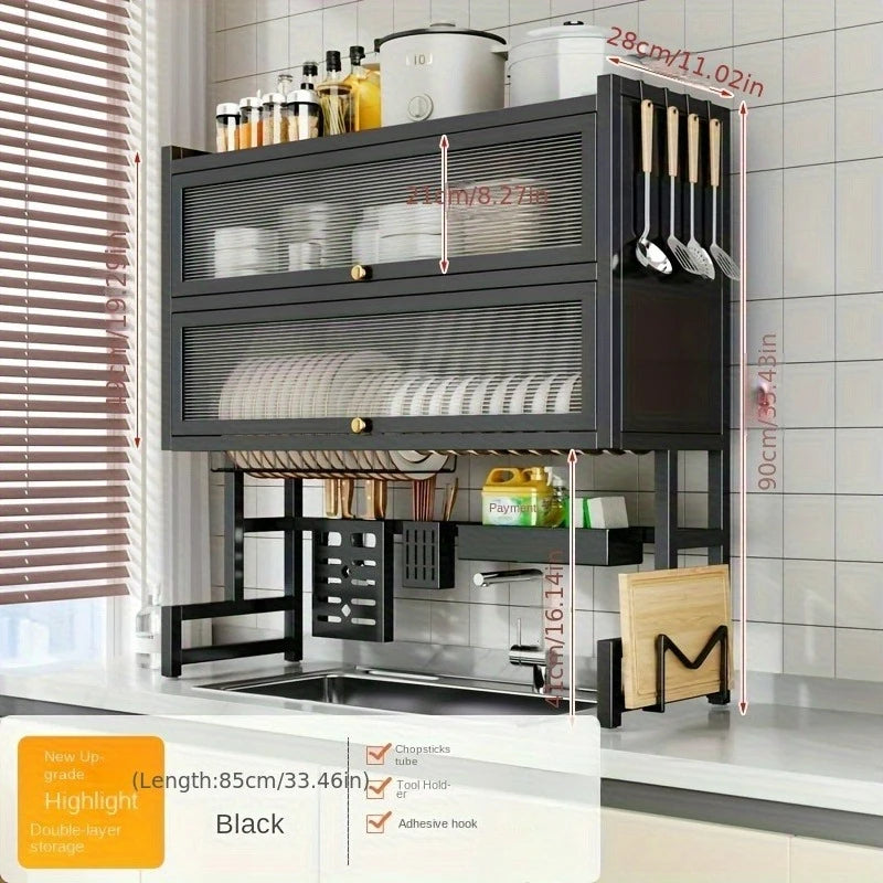 Over the Sink Dish Drying Rack with Utensil Holder