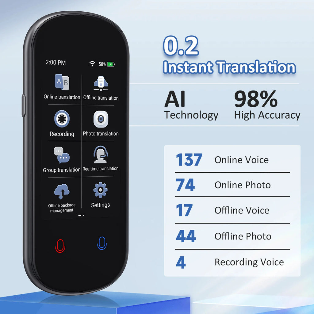 Portable AI Voice Real-Time Language Translator Device Z2