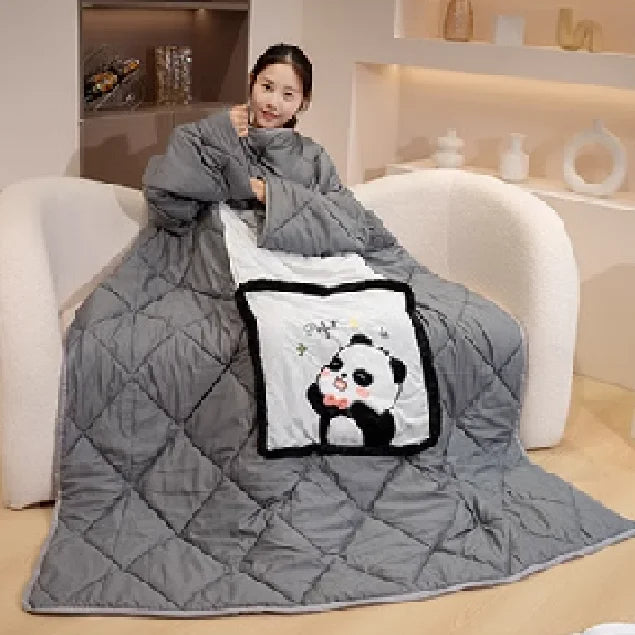 Wearable Fleece Blanket and Cozy Sherpa Hoodie Wrap