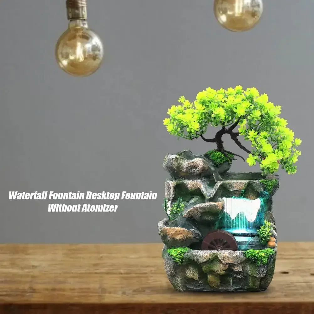 Feng Shui Flowing Water LED Rockery Fountain and Tabletop Ornament