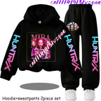 Girls' Print Hoodie Pants Two-Piece Set