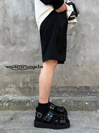 Men's Metal Rivet Buckle Leather Sandals Punk Platform Summer Shoes