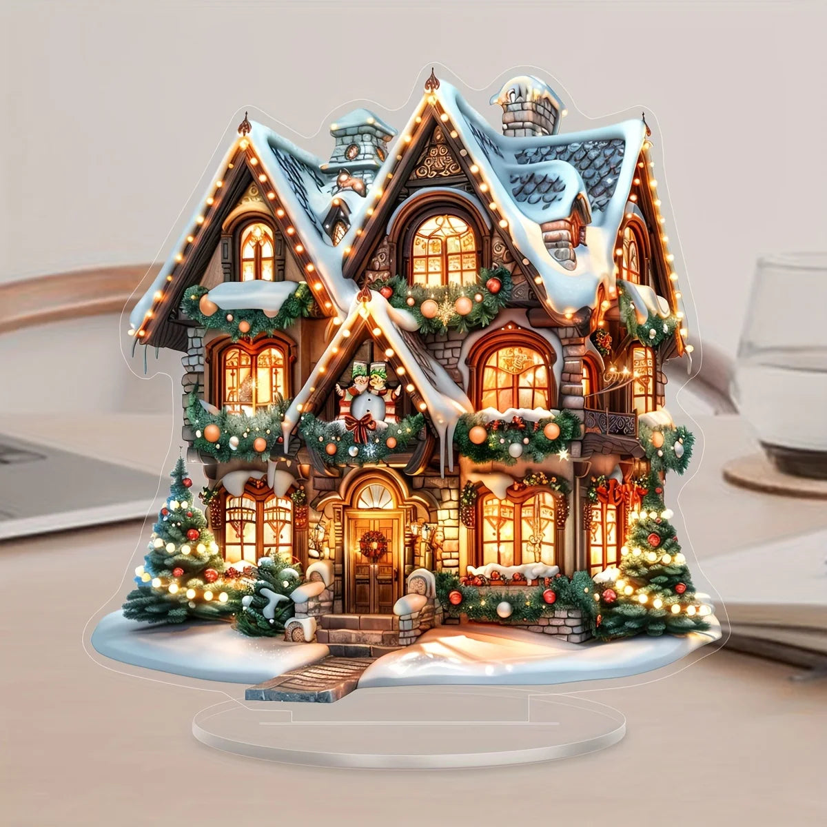 Bohemian Christmas Flat Acrylic Plaque and Desktop Tabletop Ornament