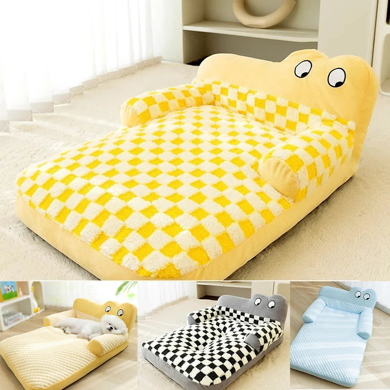 Warm Fleece Pet Sofa Bed and Winter Sleeping Kennel Mat Cushion