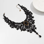 Women's Vintage Black Lace Beaded Gothic Collar Necklace Pendant