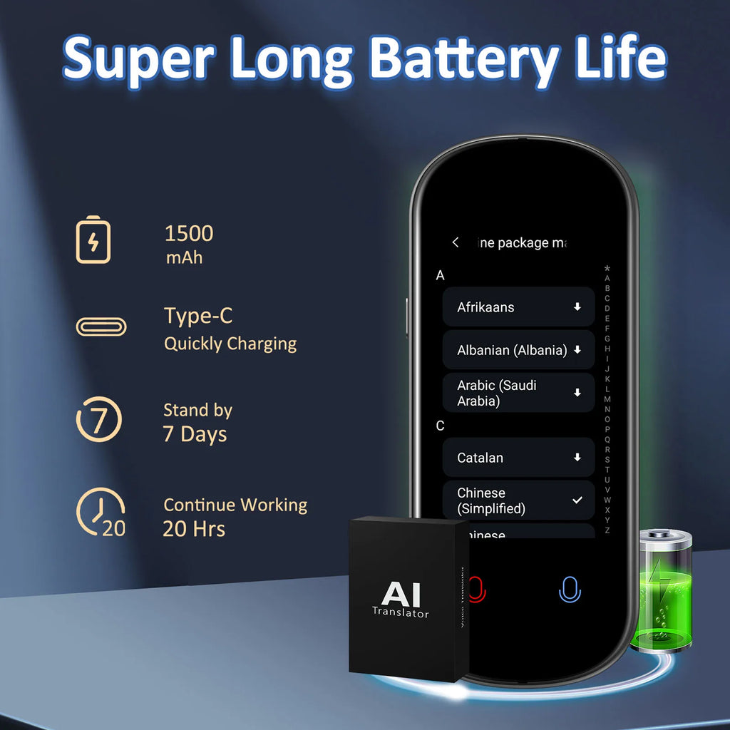 Portable AI Voice Real-Time Language Translator Device Z2