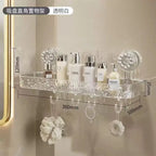Glacier Texture Suction Wall Shelf and Bathroom Organizer