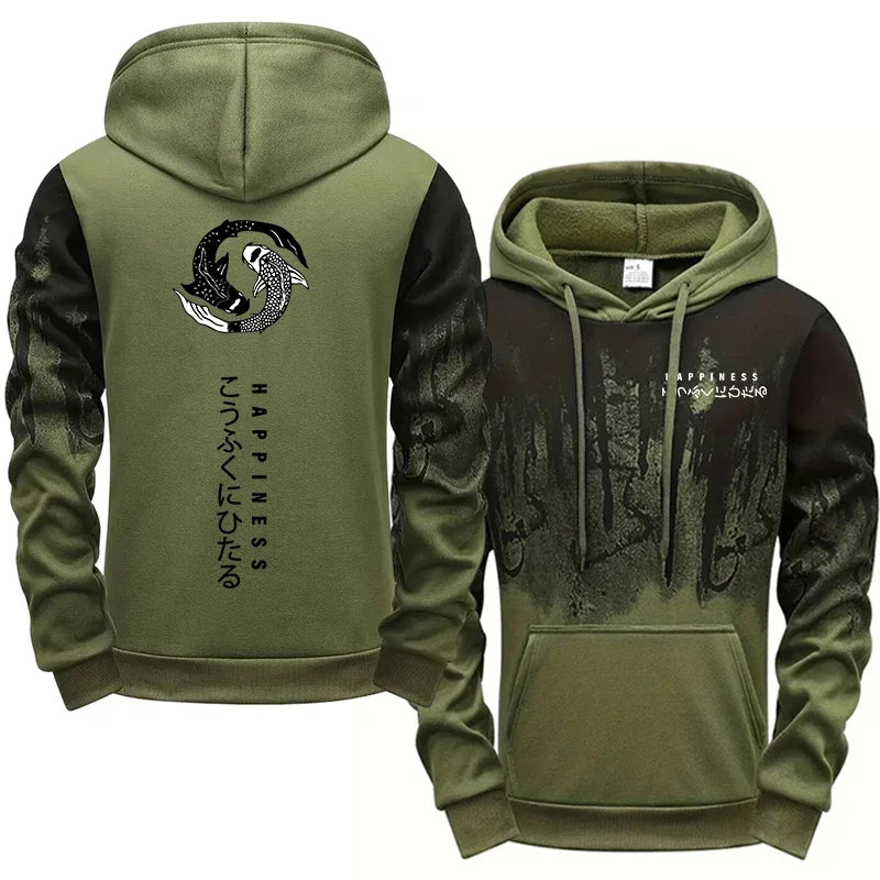 Men's Casual Print Hoodie and Sweatpants Two Piece Tracksuit Set