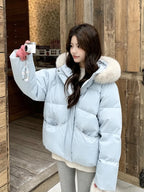 Women's Thick Warm Hooded Faux Fur Collar Winter Puffer Coat
