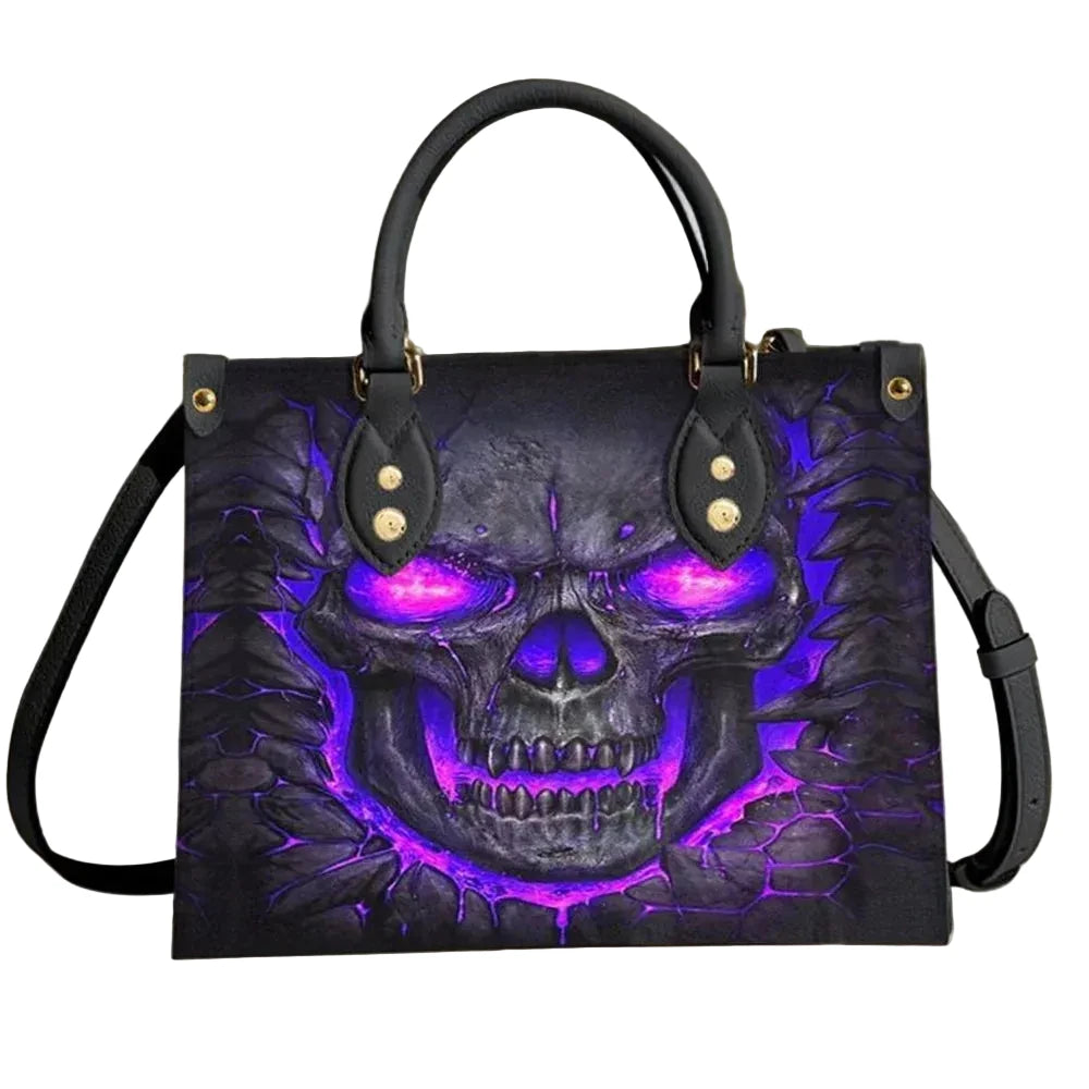 Women's Skull Pattern Faux Leather Shoulder Tote Bag