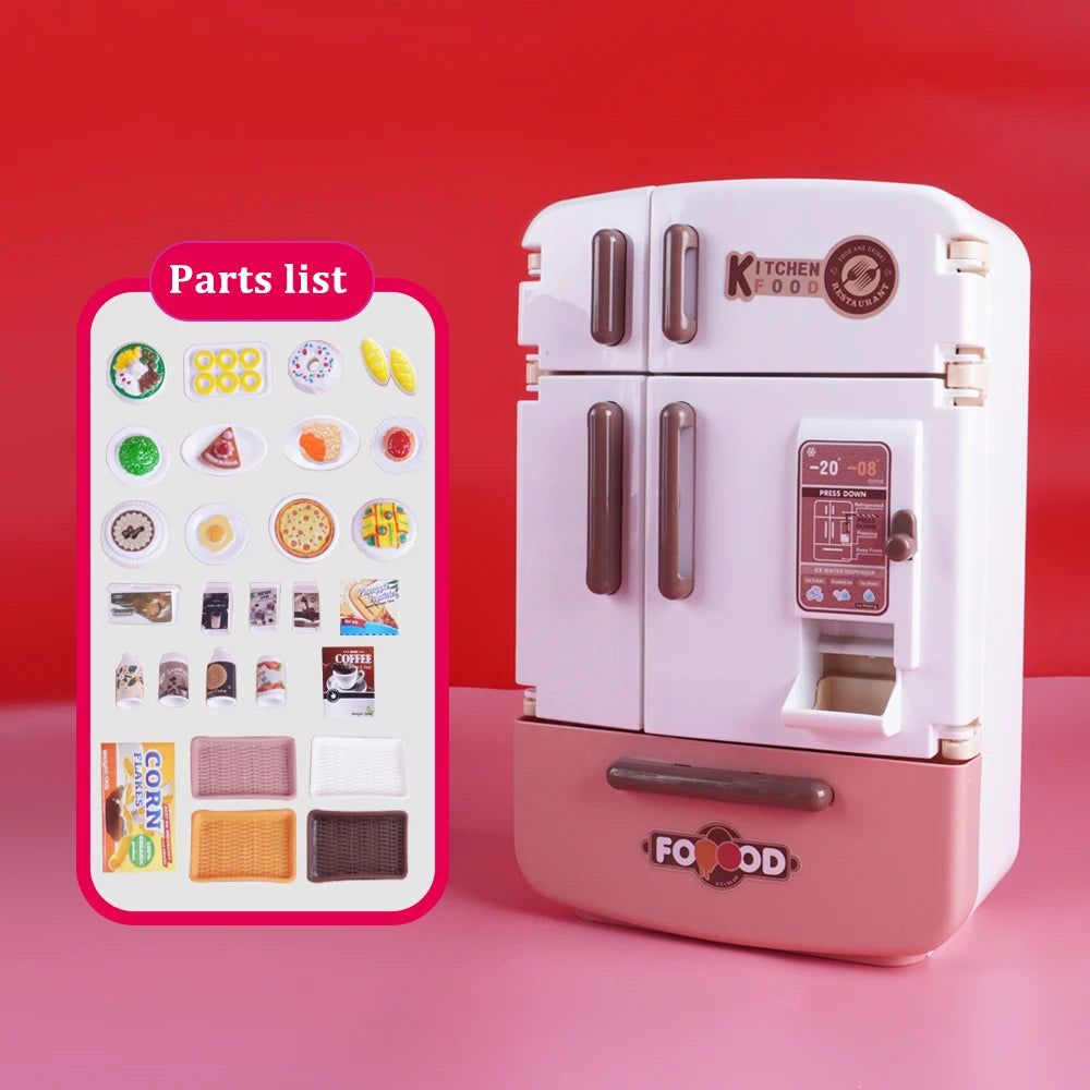 Kids' 1:12 Miniature Double Door Refrigerator Toy with Kitchen Accessories
