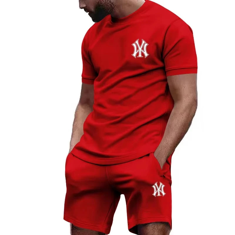 Men's Casual Summer T-Shirt and Pants Suit Set