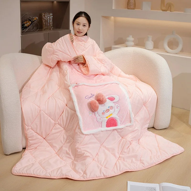 Wearable Fleece Blanket and Cozy Sherpa Hoodie Wrap