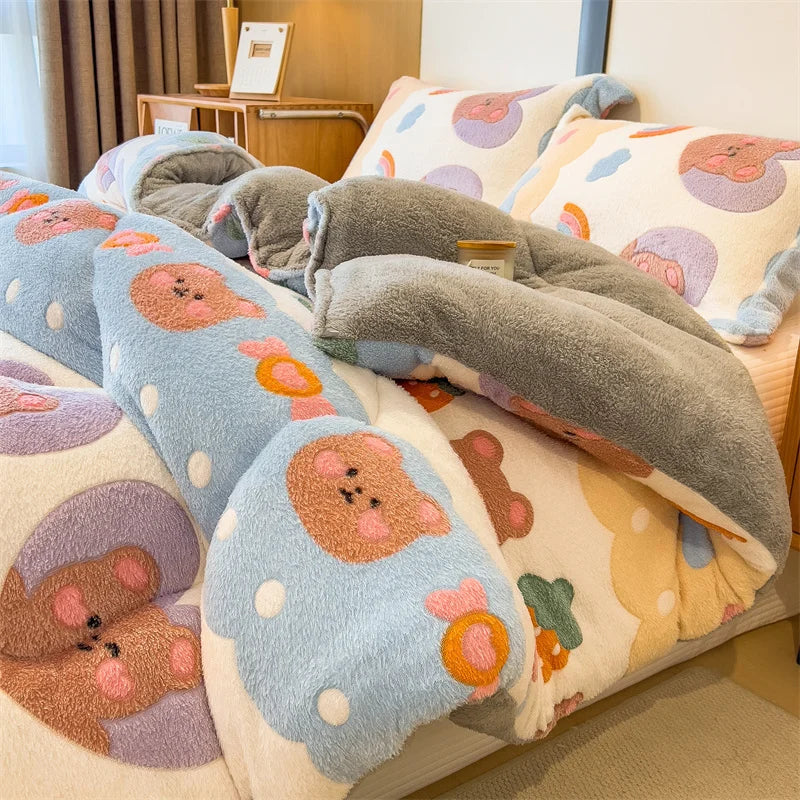 Thick Warm Lamb Fleece Blanket and Soft Milk Fleece Comforter