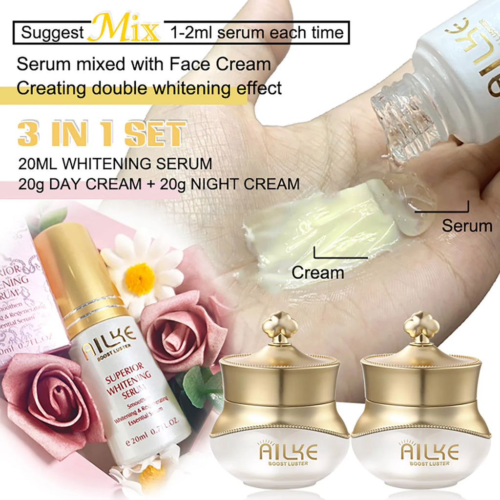 Whitening Anti-Wrinkle Face Cream and Serum Skincare Set