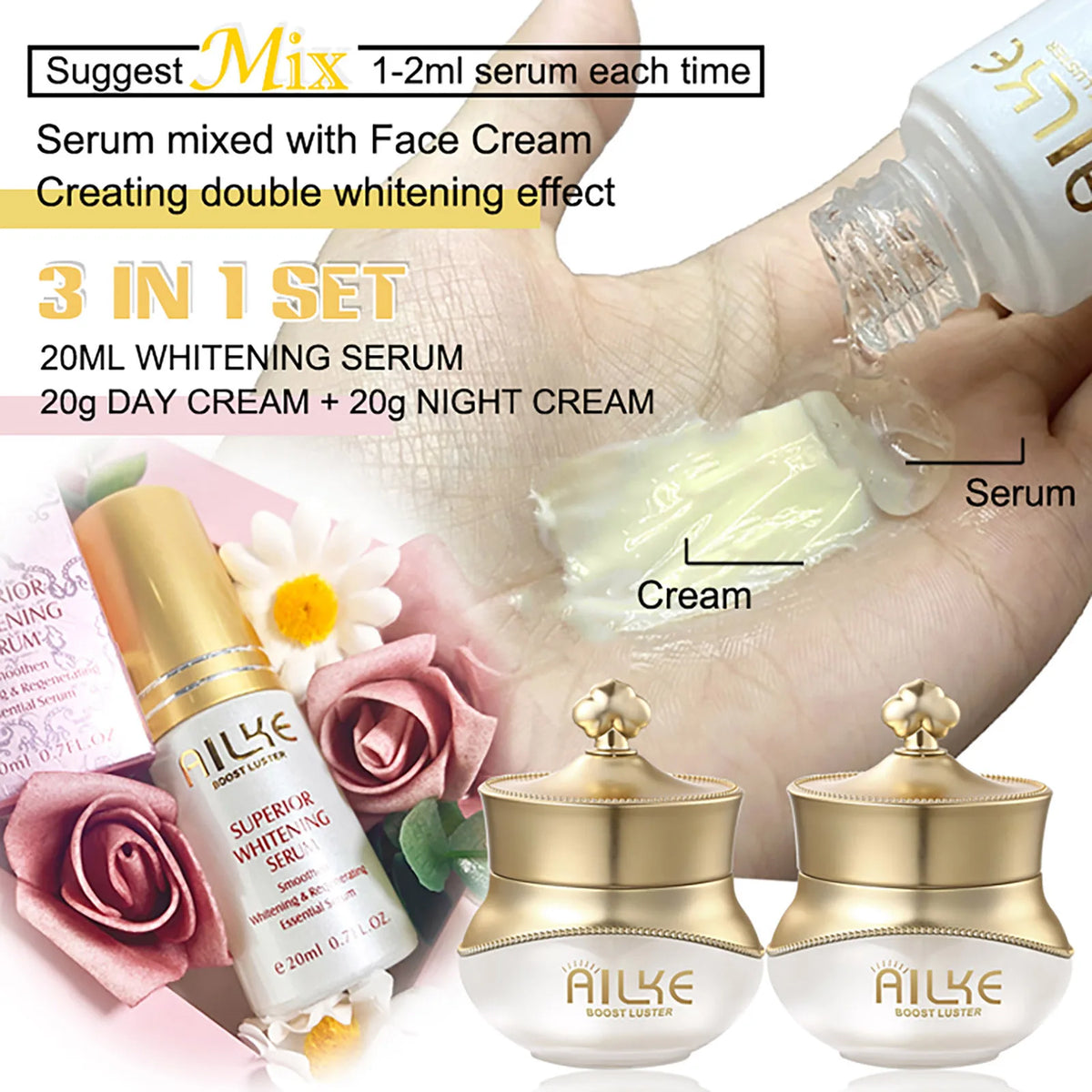 Whitening Anti-Wrinkle Face Cream and Serum Skincare Set