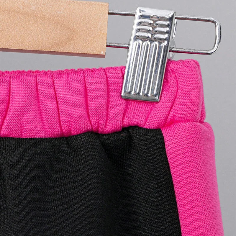 Girls' Color Block Hooded Jacket Pants Two-Piece Set WAL4094