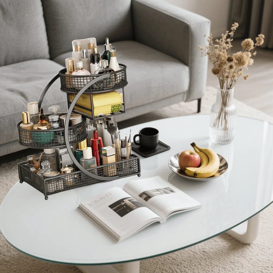 3-Tier Metal Countertop Makeup Organizer and Cosmetic Storage Shelf