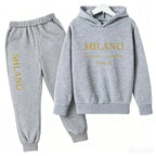 Kids' Letter Printed Hooded Jacket Pants Two-Piece Set