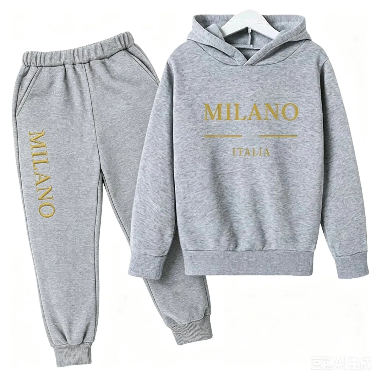 Kids' Letter Printed Hooded Jacket Pants Two-Piece Set