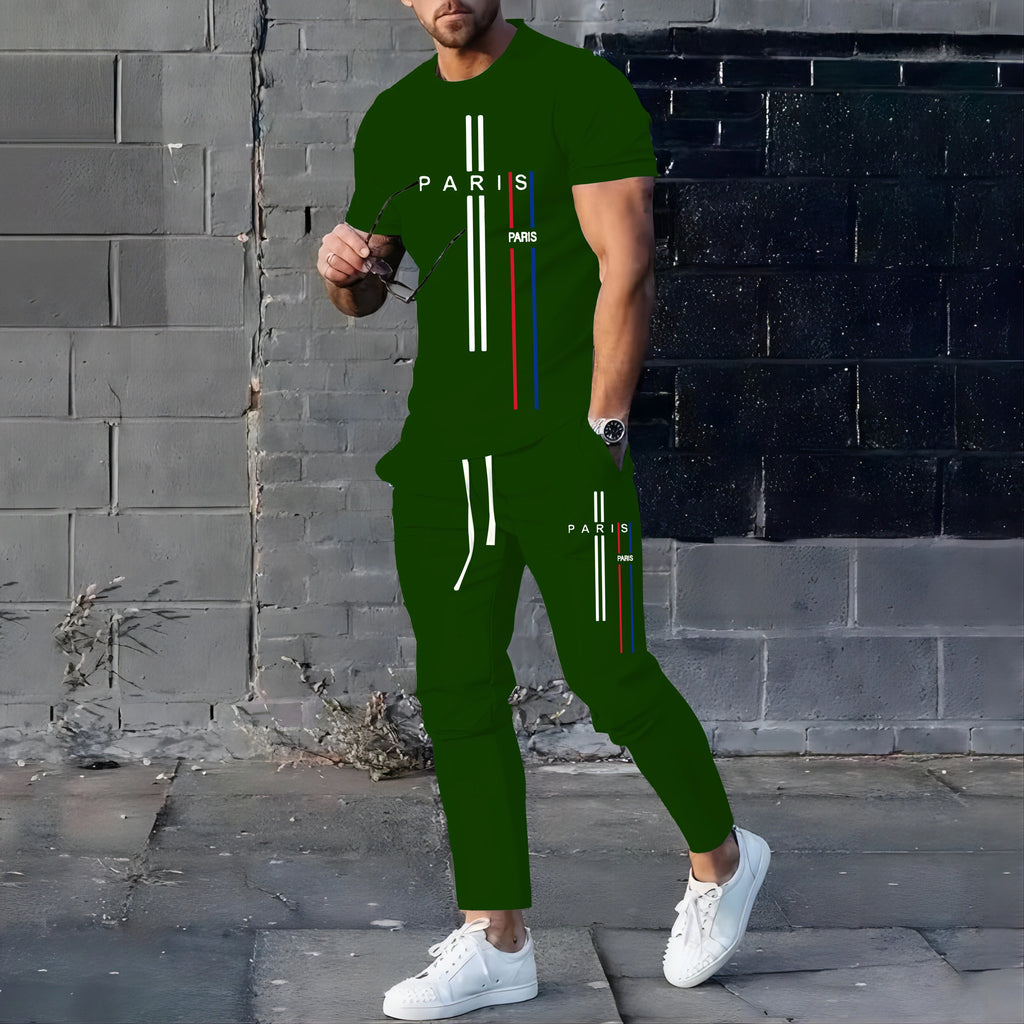 Men's Casual Summer T-Shirt and Pants Suit Set