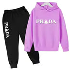 Kids' Pattern Hooded Sweatshirt Pants Two-Piece Set