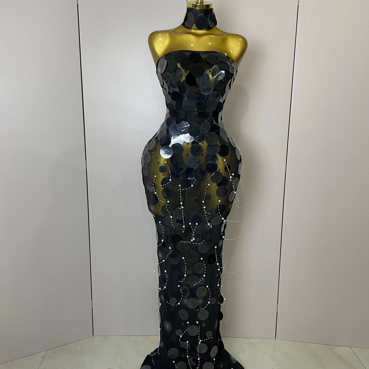 Women's Sexy Sparkly Sequin Backless Maxi Dress
