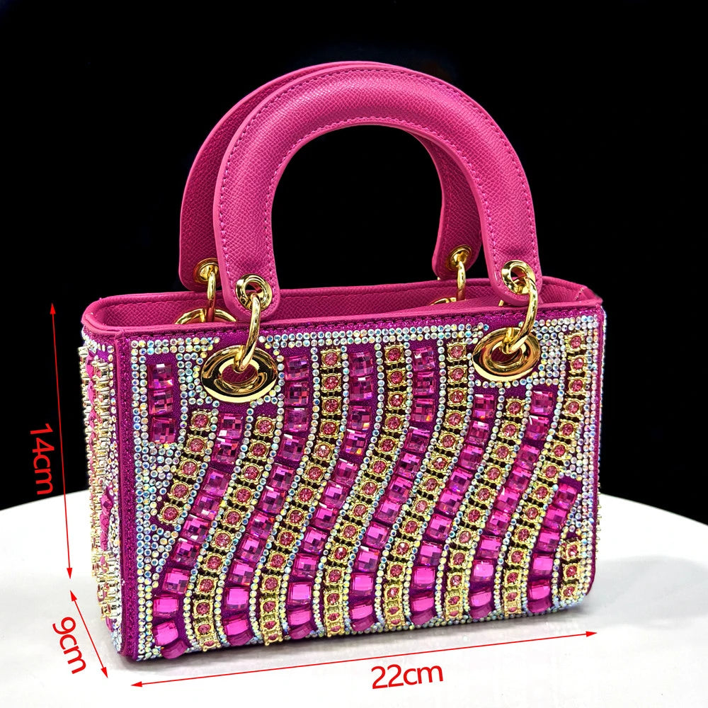 Women's Pointed Toe Rhinestone Heels and Handbag Set