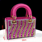 Women's Pointed Toe Rhinestone Heels and Handbag Set