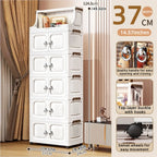 14.6in Foldable PP Plastic Storage Cabinet and Rolling Organizer