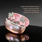 Women's Rhinestone Swan Open Ear Bluetooth 5.4 Wireless Earbuds JS685