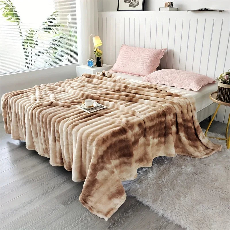 Thick Warm Faux Rabbit Fur Blanket and Soft Plush Throw