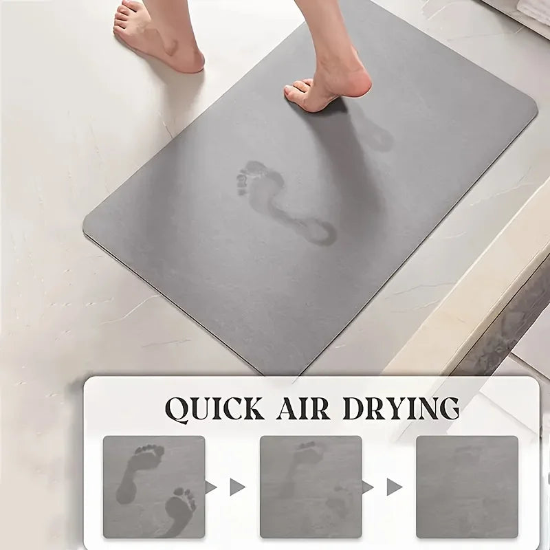 L-Shaped Diatomaceous Earth Non-Slip Absorbent Bathroom Shower Mat