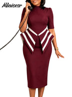 Women's Elegant Peplum Midi Pencil Dress