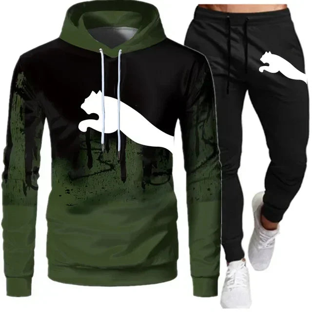 Men's Casual Hoodie and Sweatpants Two Piece Tracksuit Set